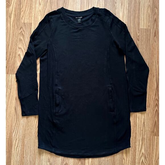 Athleta Black Balance Sweater Dress Long Sleeve Medium Minimalist Lounge Basic - Picture 2 of 11